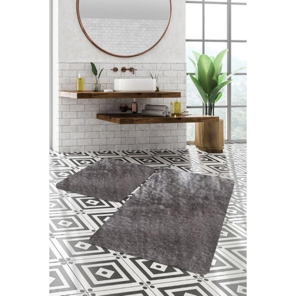 Senora Dinarsu 2'Li Büyük x l Boy Post Peluş Banyo Paspas Takımı 120 x 80 80 x 50 Gri Klozet Takımı Fiyatı