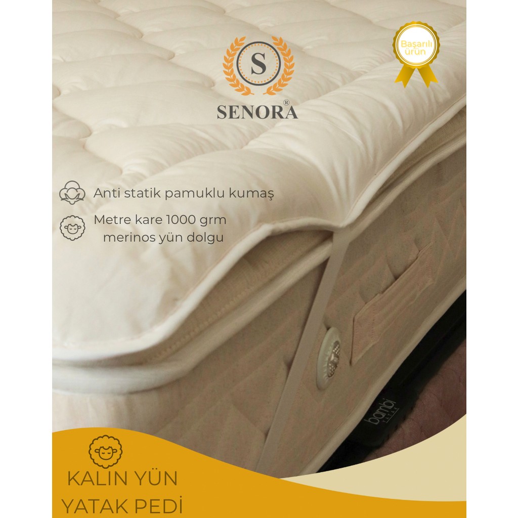 Senora Merinos Doğal Kuzu Yünü Kalın Yatak Pedi & Şiltesi M2 1000GRM - 80 x 190 cm SSD / Solid State Drive Fiyatı