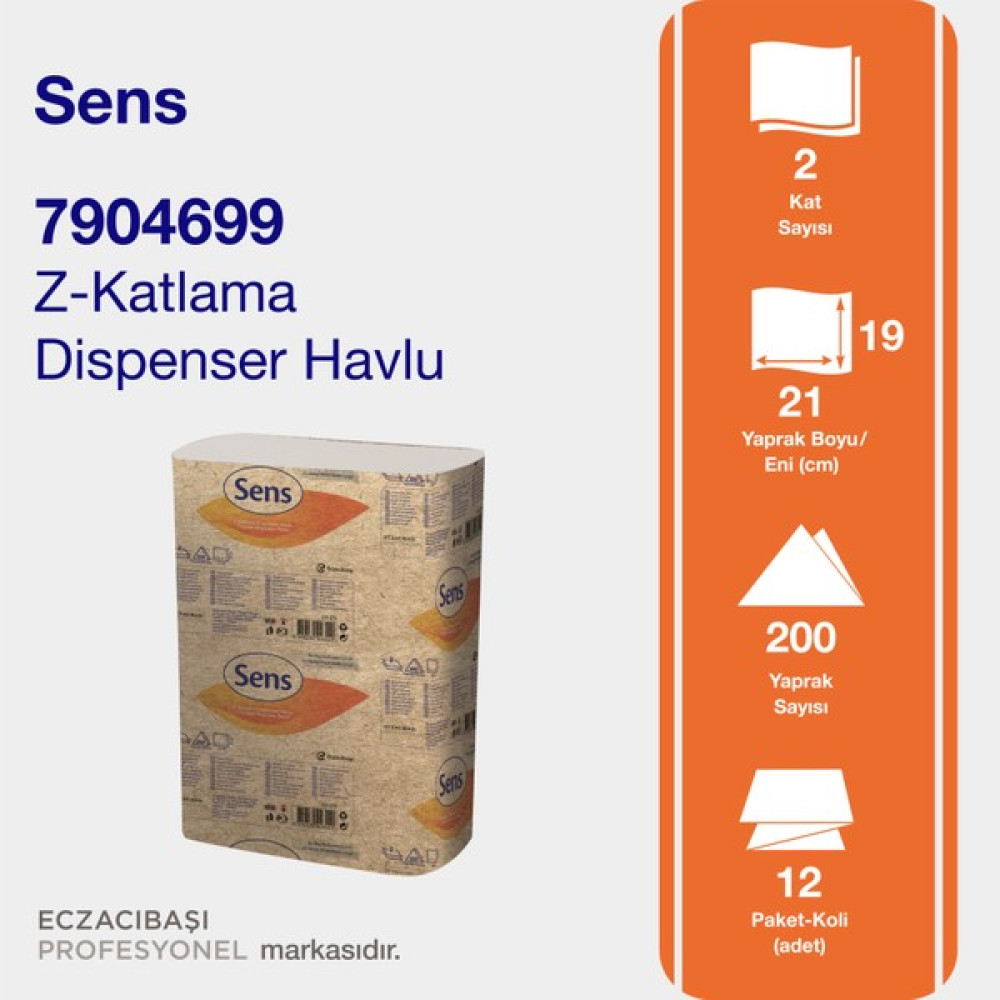 Sens Havlu Z Katlama 200 lü x 12 Paket - Beyaz Peçete Fiyatı