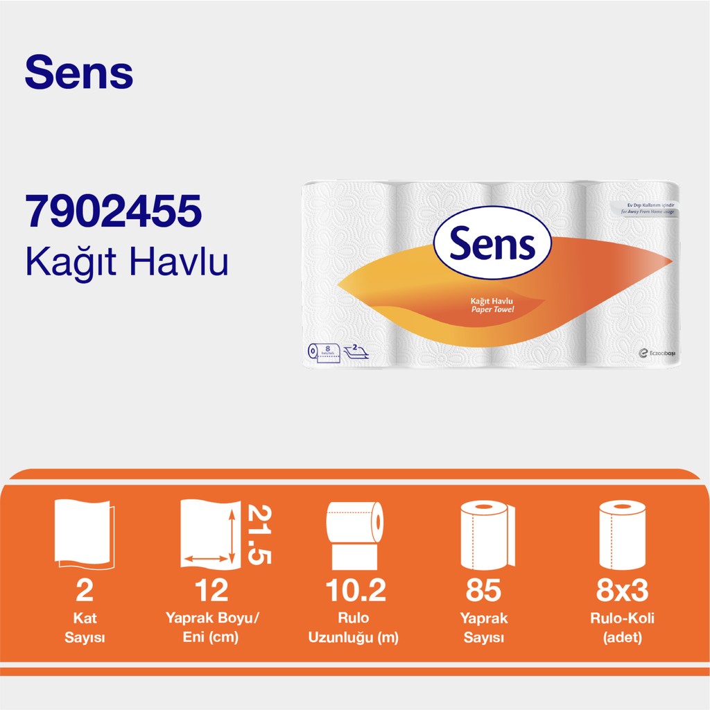 Sens Rulo Havlu 8x3 85 Yaprak - Beyaz El / Yüz Havlusu Fiyatı