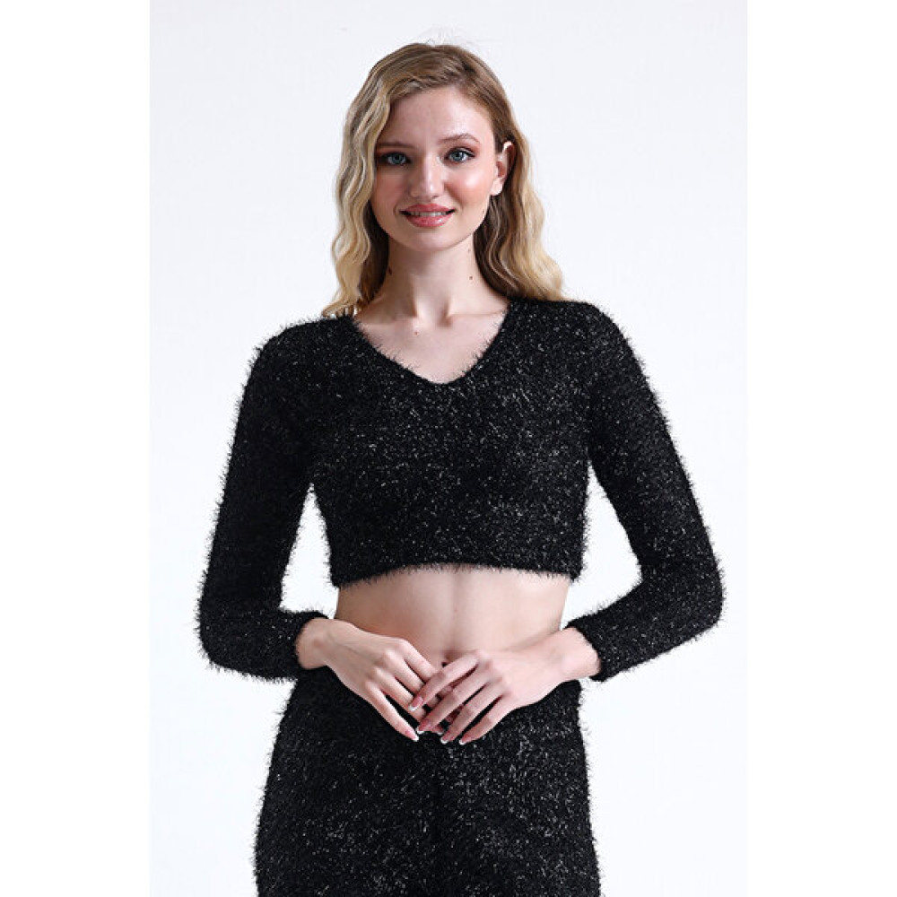 Sense Simli Sakallı Abiye Crop Bluz | BLZ35283 Bluz Fiyatı