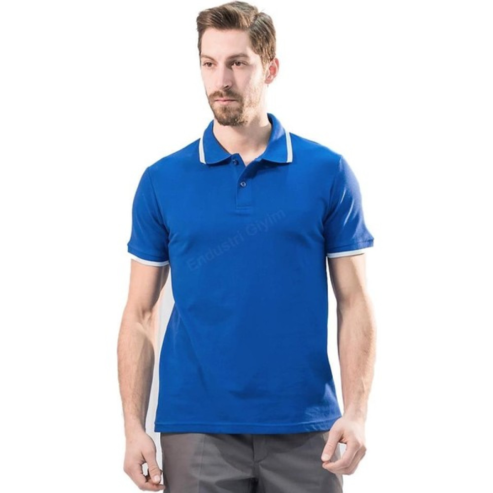 Şensel, Polo Yaka Tişört, Saks-Beyaz -136E1041- Tshirt, T-shirt Erkek T-shirt Fiyatı