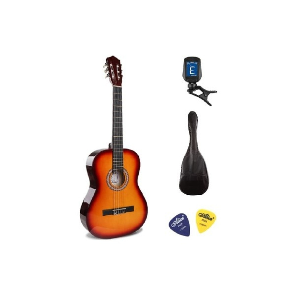 Şenses 4/4 Tamboy Klasik Gitar Seti (Gitar-Akort Cihazı-Kılıf-Pena) - Gün Işığı - Kızıl Günbatımı Klasik Gitarlar Fiyatı
