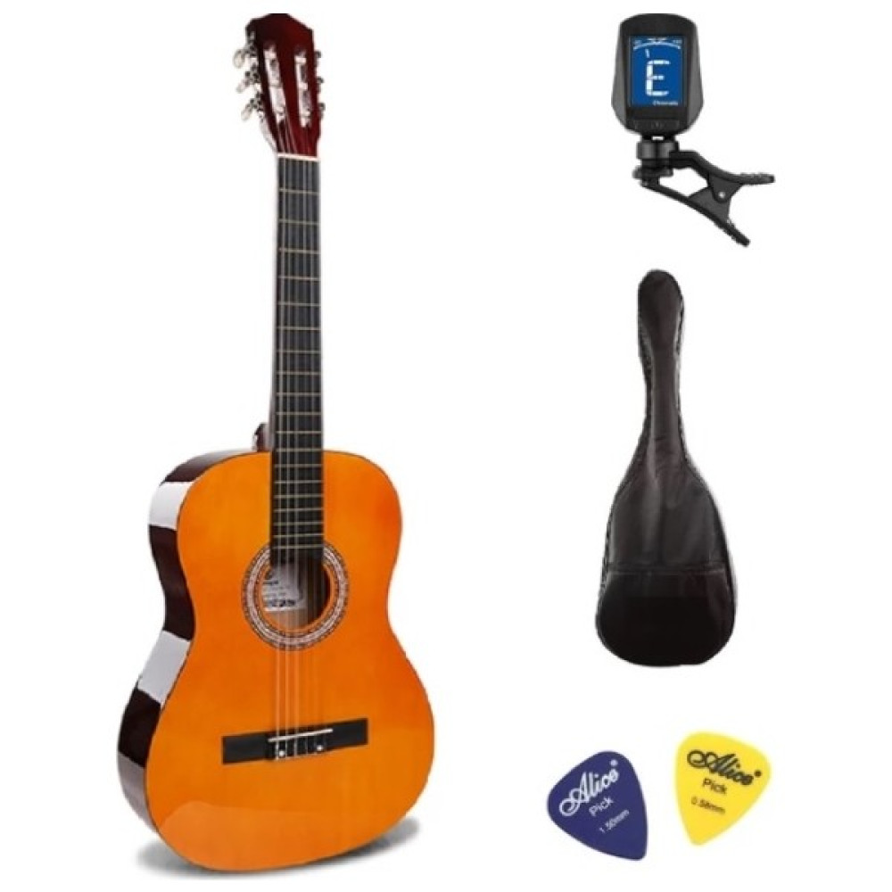 Şenses 4/4 Tamboy Klasik Gitar Seti (Gitar-Akort Cihazı-Kılıf-Pena) - Sarı Klasik Gitarlar Fiyatı