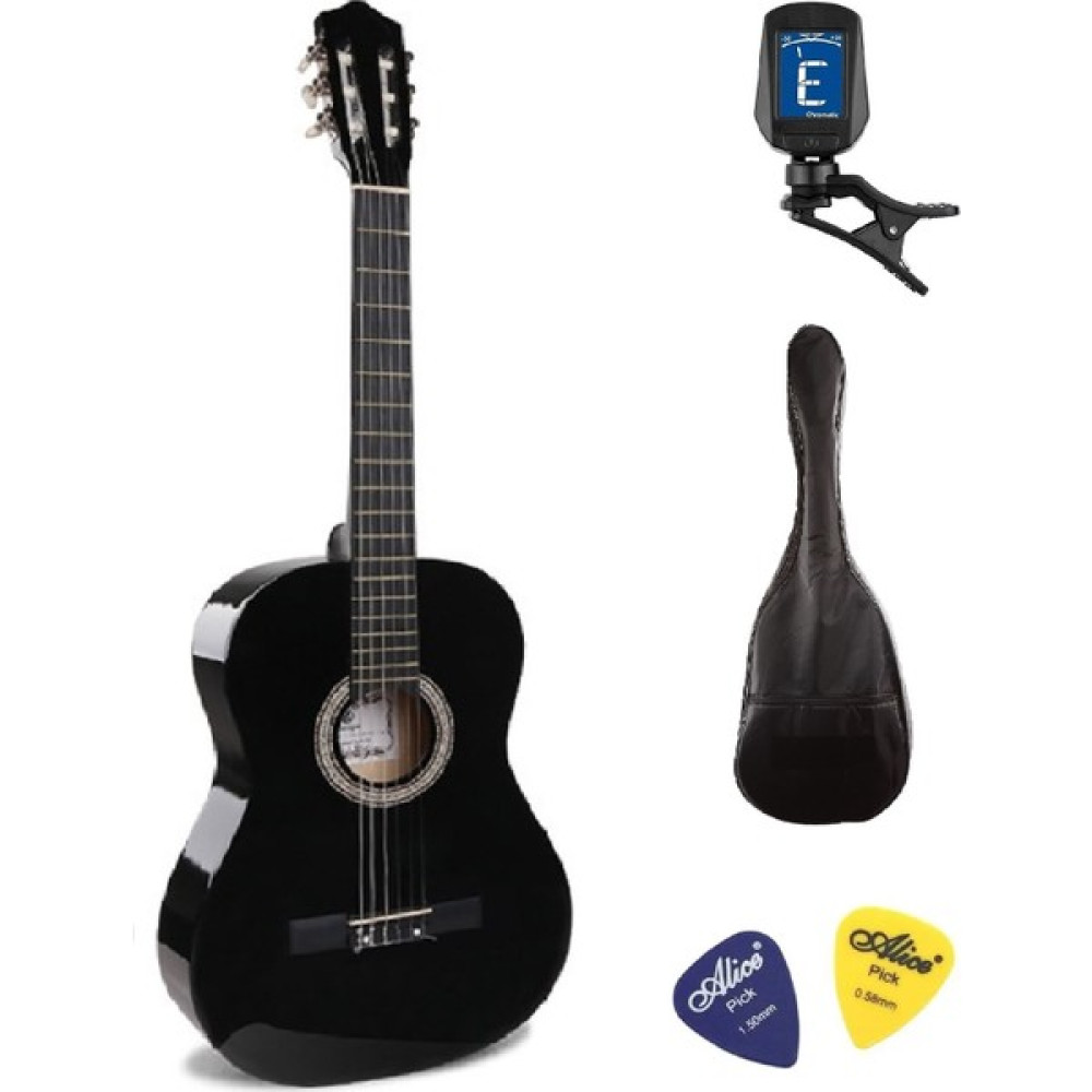 Şenses 4/4 Tamboy Klasik Gitar Seti (Gitar-Akort Cihazı-Kılıf-Pena) - Siyah - BK (SİYAH) Klasik Gitarlar Fiyatı