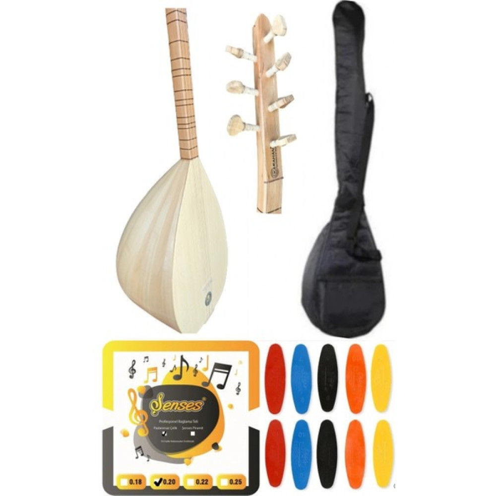 Şenses Müzik 38 Tekne Ihlamur Ağacı Karahan Uzun Sap Bağlama - Kılıf - Tel - Tezene 4'lü Set Bağlamalar Fiyatı