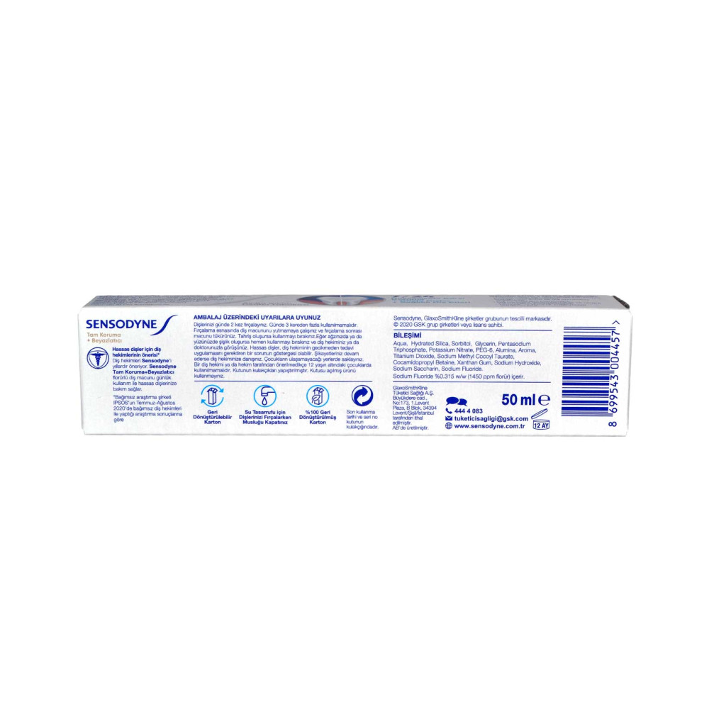 Sensodyne Diş Macunu 50 ml Tam koruma & Beyazlatıcı