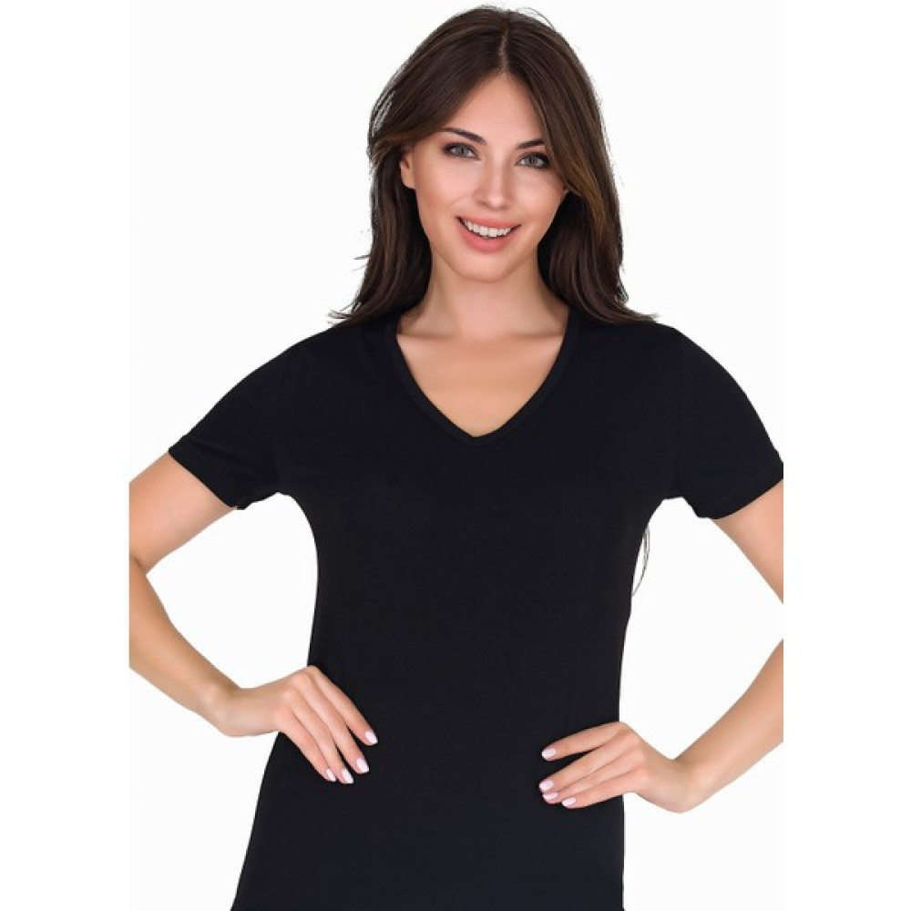 Sensu Kadın V Yaka Basic T-Shirt Siyah Renk TSR1003 Bayan T-shirt Fiyatı