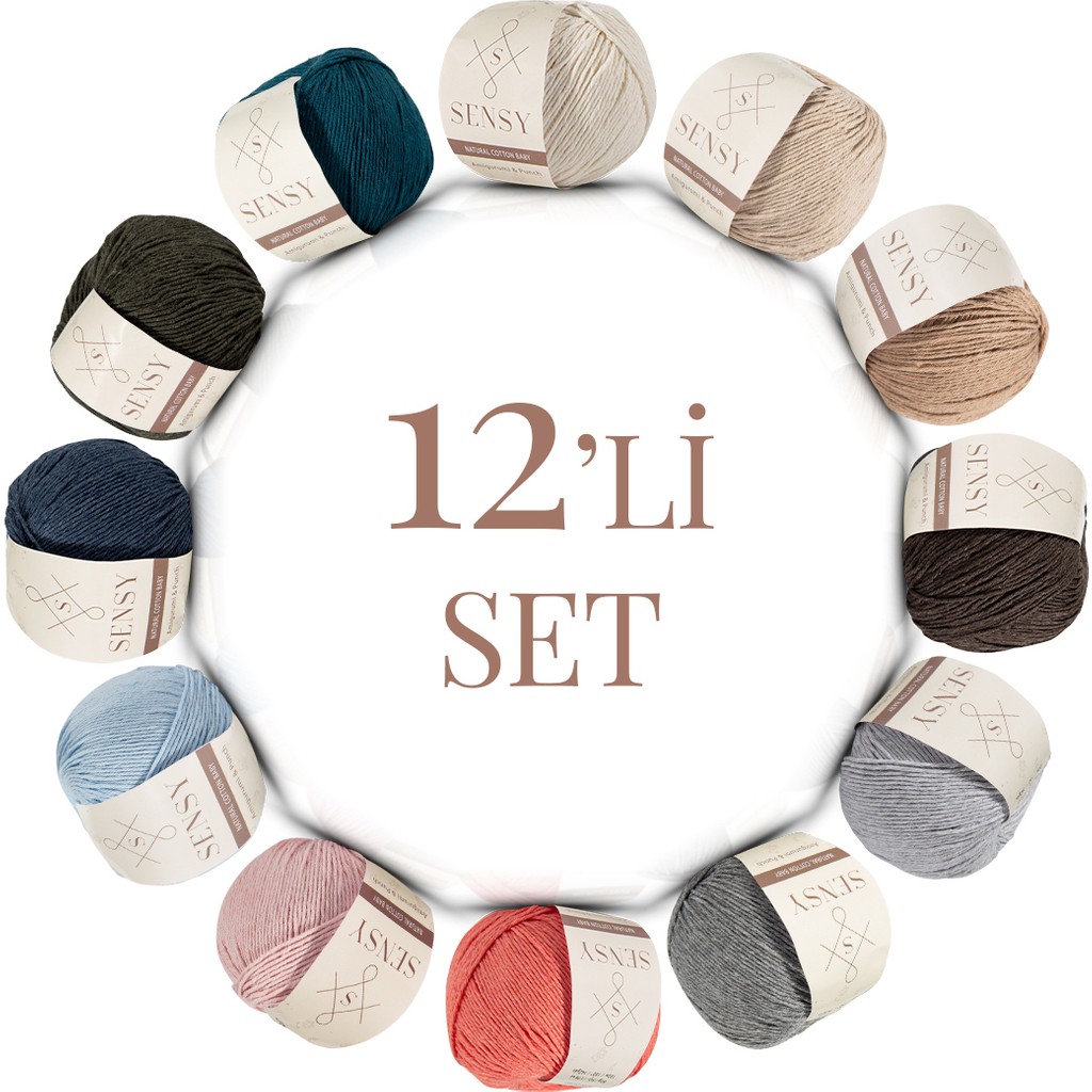 Sensy Premium 12 Adet 50GR Baby Soft Cotton Amigurumi ve Punch Ipi Set2 Diğer Fiyatı