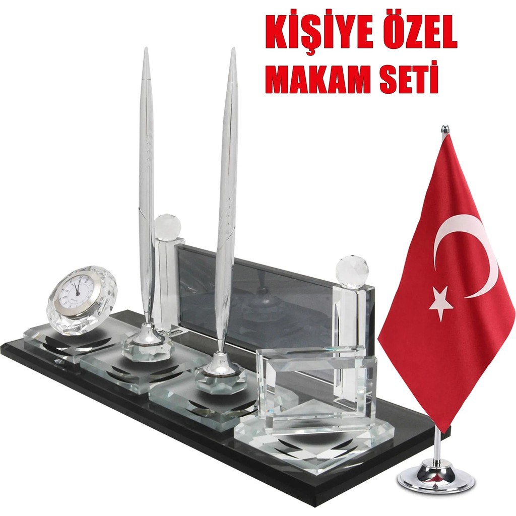 Sentez Masa Üstü İsimlik Elit Türk Bayraklı Masaüstü İsimlik Kristal Ofis Masa İsimliği Kalemli Saatli Yönetici Hediyesi Kalem & Yazı Gereçleri Fiyatı
