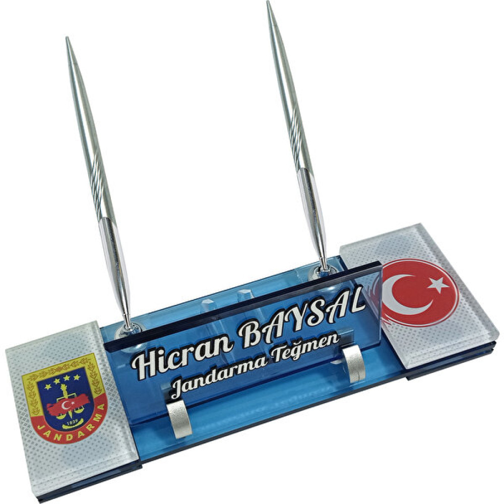 Sentez Masa Üstü İsimlik Jandarma Masaüstü Isimlik - Gümüş Ofis Seti Fiyatı