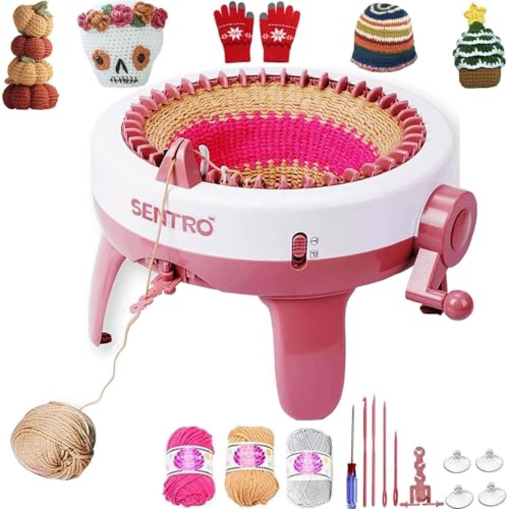 Sentro Knitting Machine 40 Needles Smart Knitting Loom Machine for Adults and Beginners, Automatic Circular Crochet Machine Kit for Hat,Sock,Scarves,Gloves,Sweater