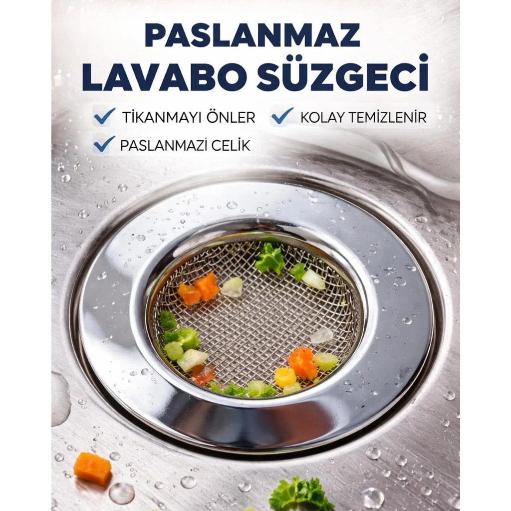 Senz Paslanmaz Çelik Lavabo Süzgeçi Çap 7.5 cm Süzgeç 4 cm - 1 Diğer Fiyatı