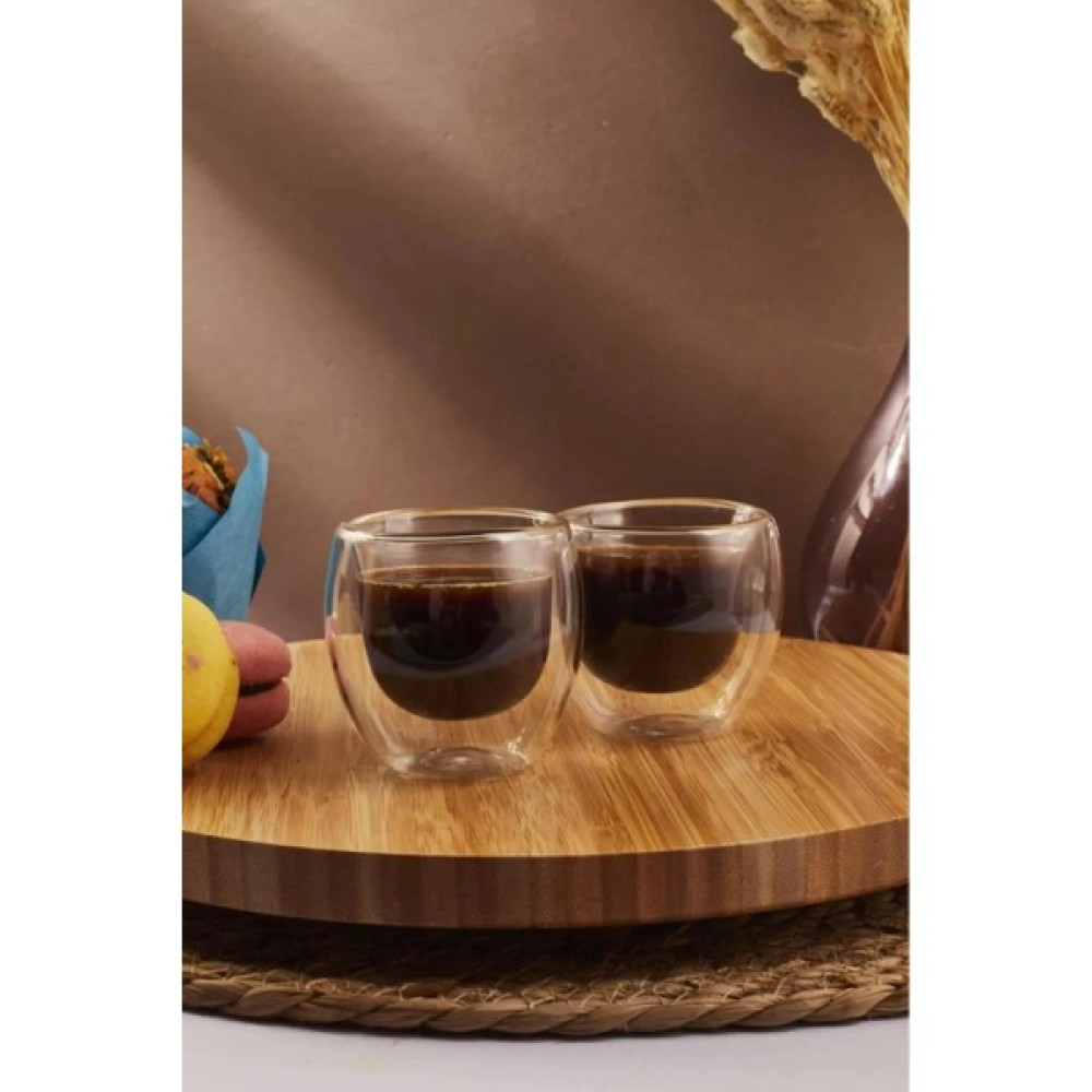 Senza 2 Adet Çift Cidarlı Cam Espresso Bardağı - Şeffaf Fincan / Bardak / Kahve Takımı Fiyatı
