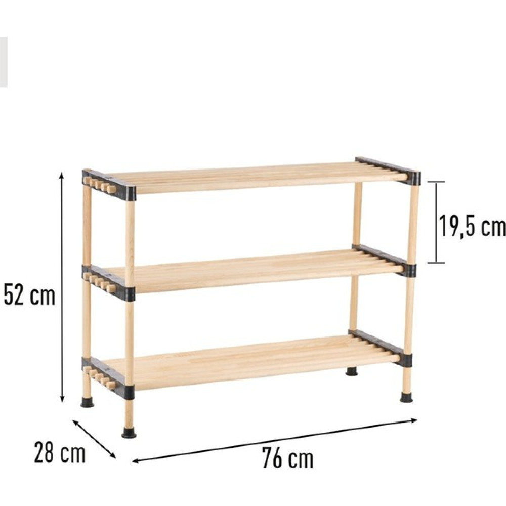 Seowood Ahşap 3 Katlı Ayakkabılık Çok Amaçlı Modüler Raf 76 cm Genişlik - Ahşap Rengi Gardrop & Dolap Fiyatı