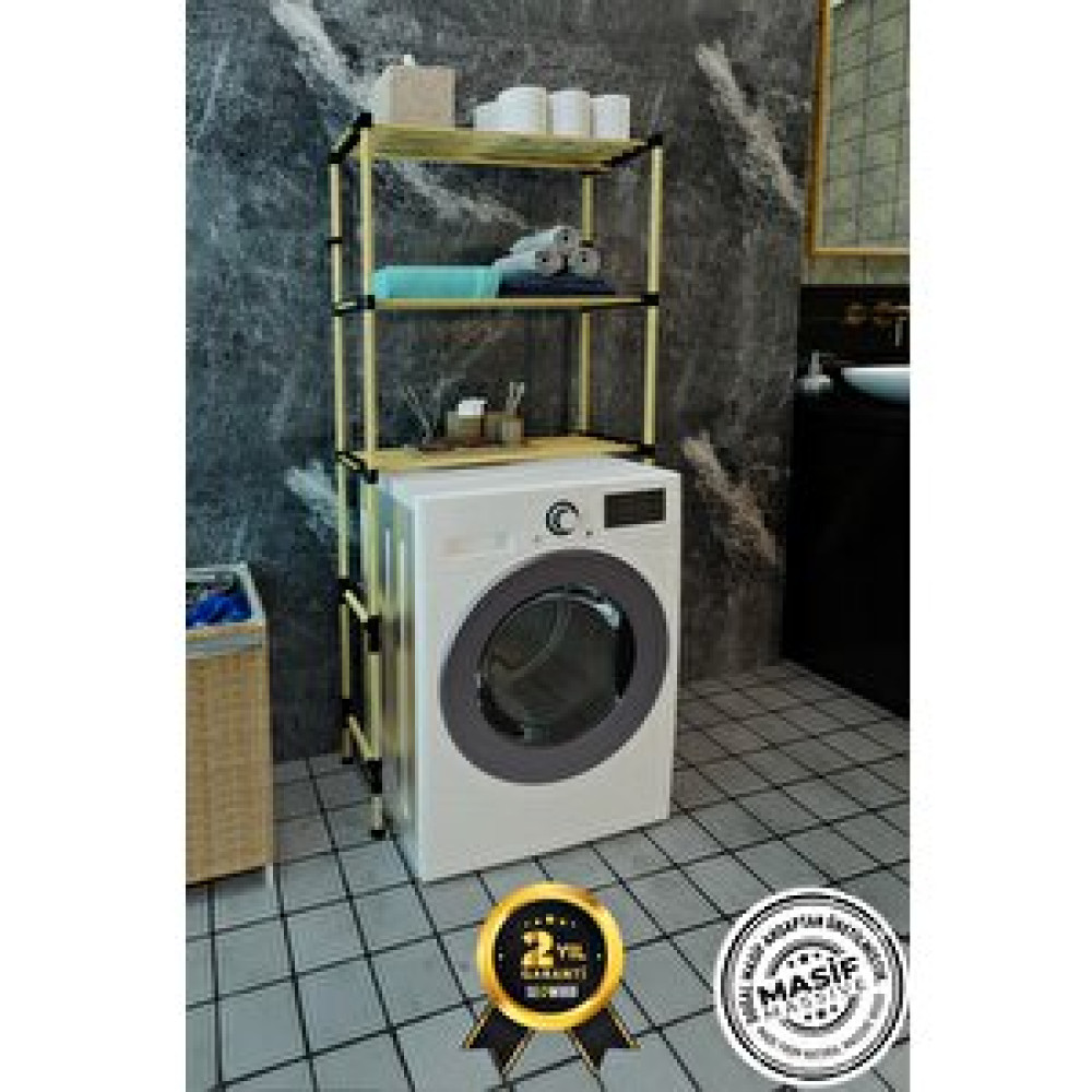 Seowood Ahşap 3 Katlı Çok Amaçlı Çamaşır Makinesi Dolabı ve Modüler Raf 68 Cm Genişlik Banyo Dolabı / Mobilyası Fiyatı