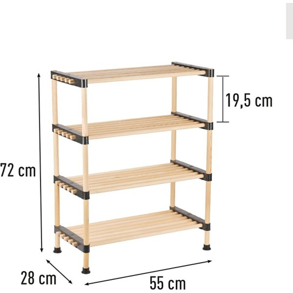 Seowood Ahşap 4 Katlı Ayakkabılık Çok Amaçlı Modüler Raf 55 cm Genişlik - Ahşap Rengi Gardrop & Dolap Fiyatı