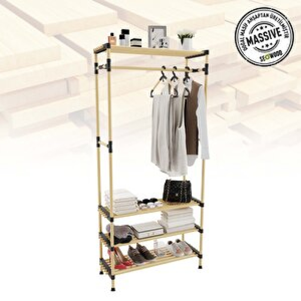 Seowood Ahşap 4 Katlı Çok Amaçlı Modüler Raf ve Açık Gardırop 77 Cm Genişlik Gardrop & Dolap Fiyatı