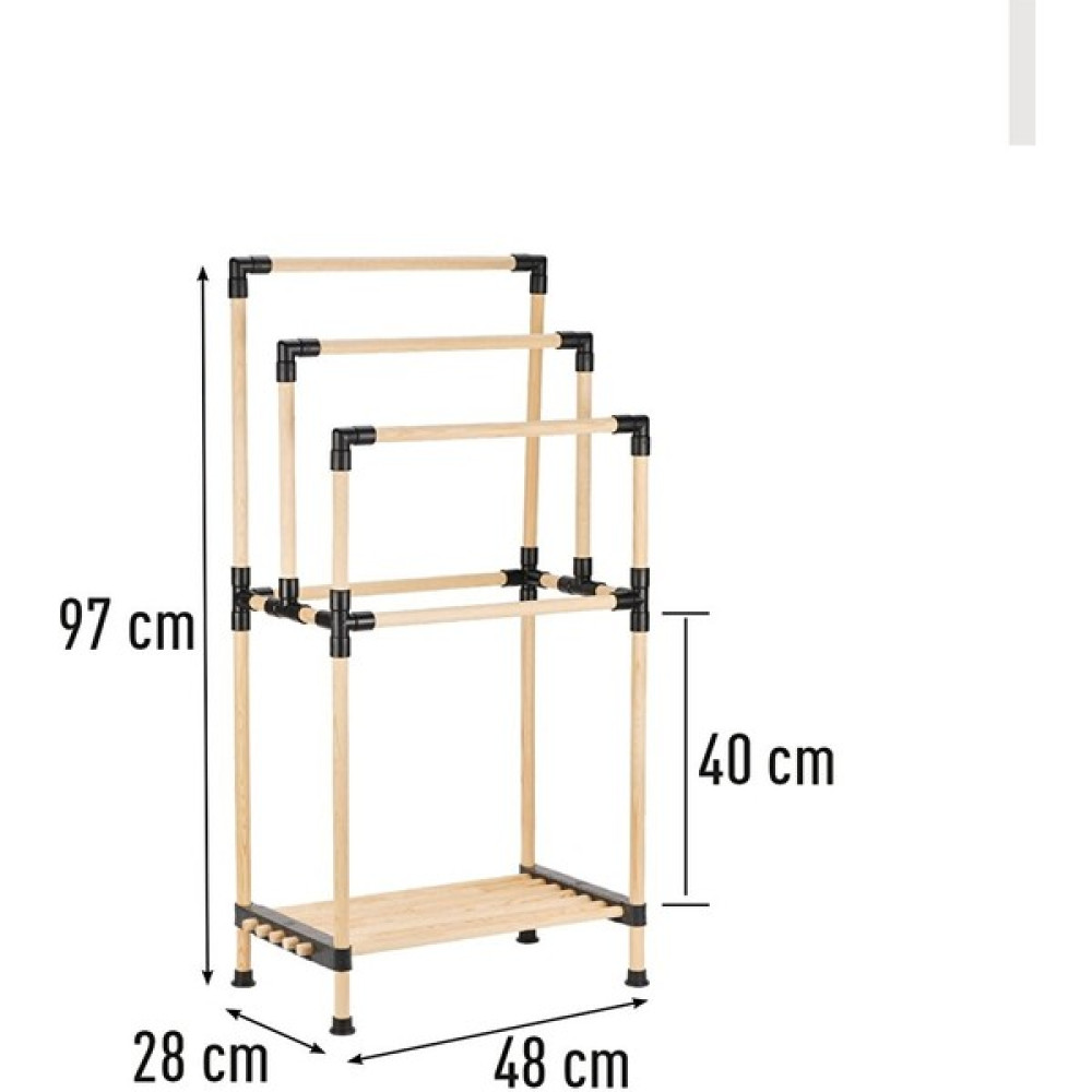 Seowood Ahşap Banyo Havluluk Raflı 3 Askılı 48 cm Genişlik - Renkli Banyo Dolabı / Mobilyası Fiyatı