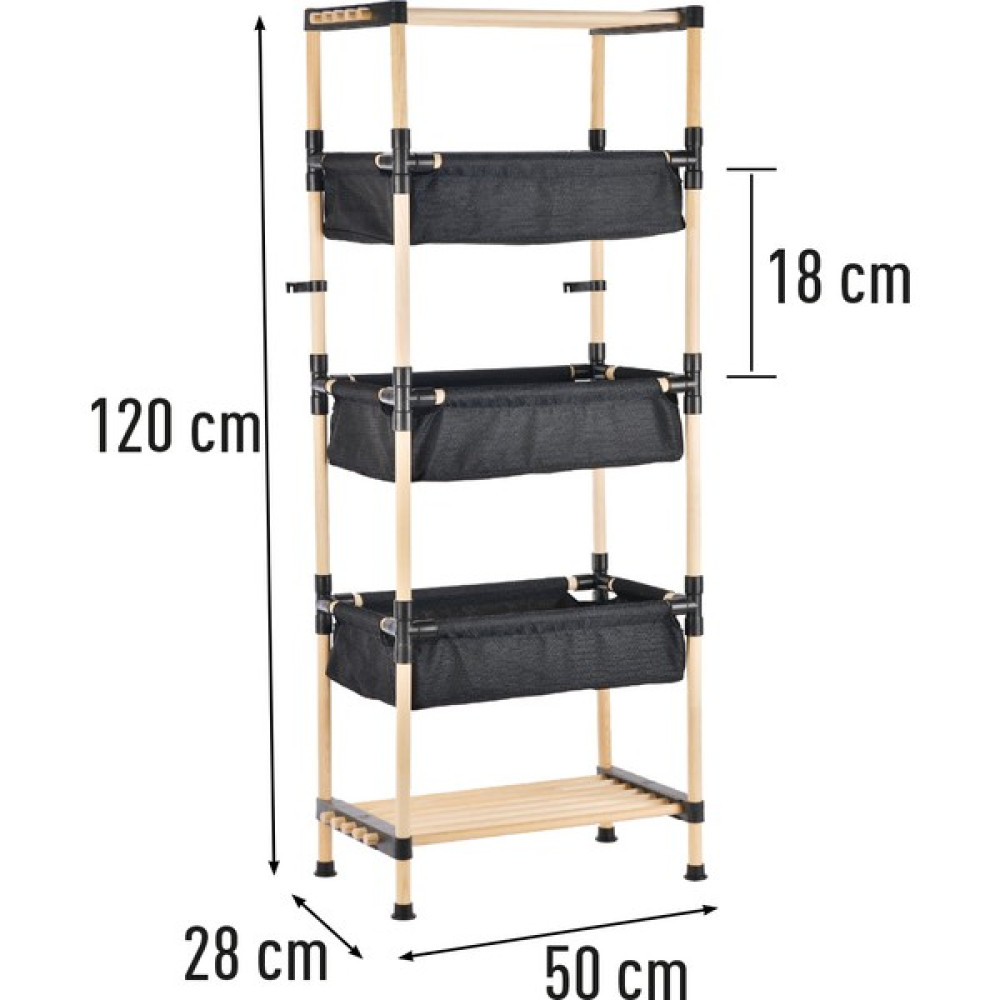 Seowood Ahşap Çok Amaçlı Modüler 3 Katlı Kumaş Sepetli Raf RFS-5003 - MDF & Suntalam Gardrop & Dolap Fiyatı