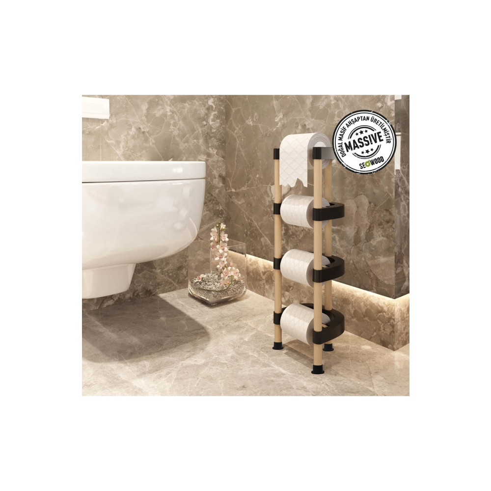 SEOWOOD Ahşap Tuvalet Kağıtlığı 4 Kat Rulo Standlı 17 cm Genişlik Banyo Aksesuarları Fiyatı
