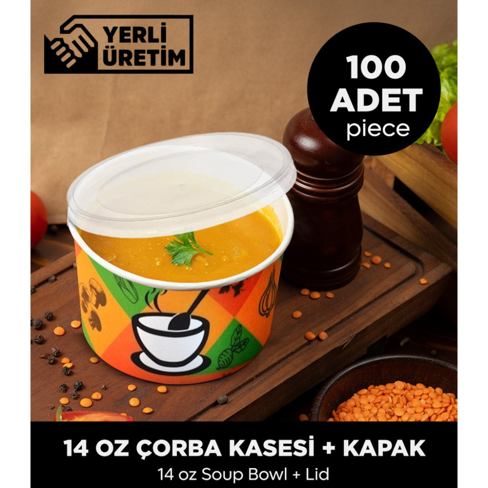 Sepet Doldur 14 Oz Çorba Kasesi + Kapak - 100 Adet Diğer Fiyatı