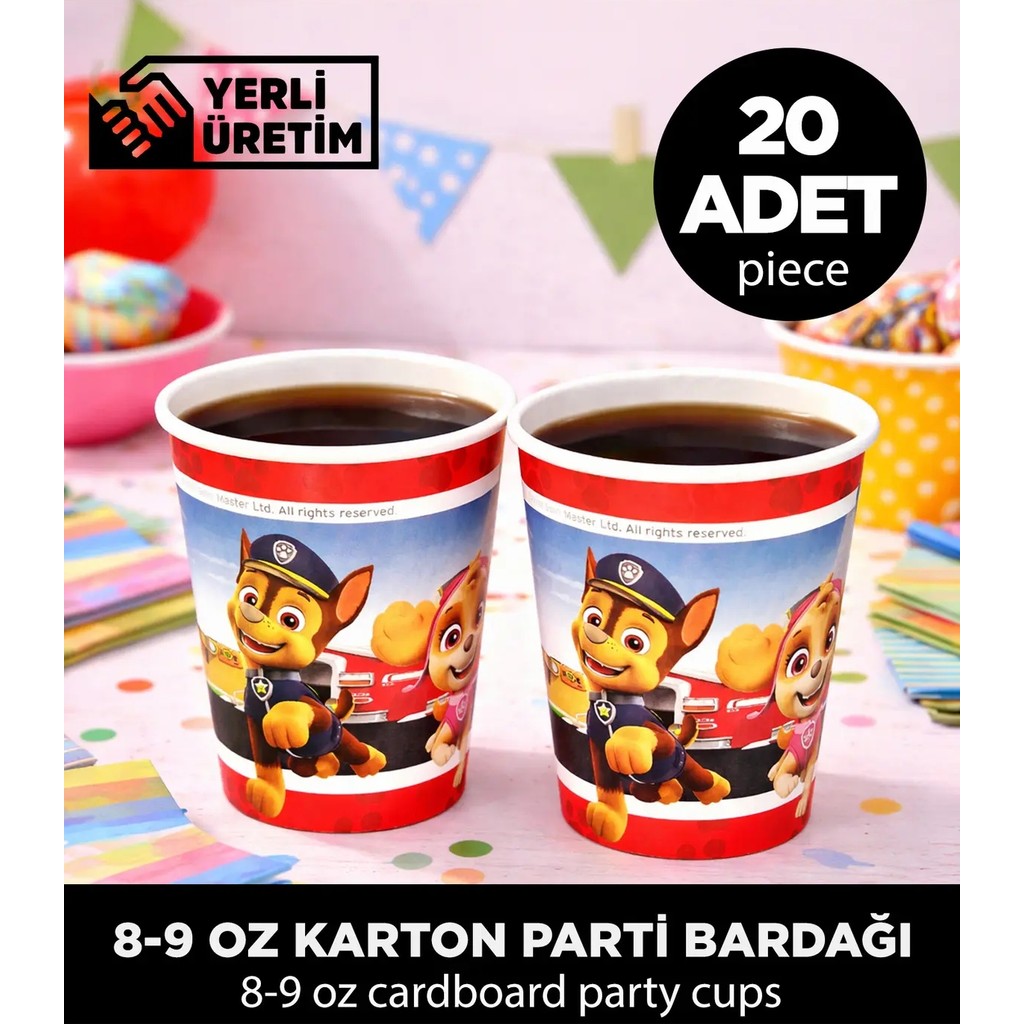 Sepet Doldur Kidspartim Paw Patrol Chase Temalı Karton Bardak - Doğum Günü Parti Malzemeleri (20 Adet) Fincan / Bardak / Kahve Takımı Fiyatı