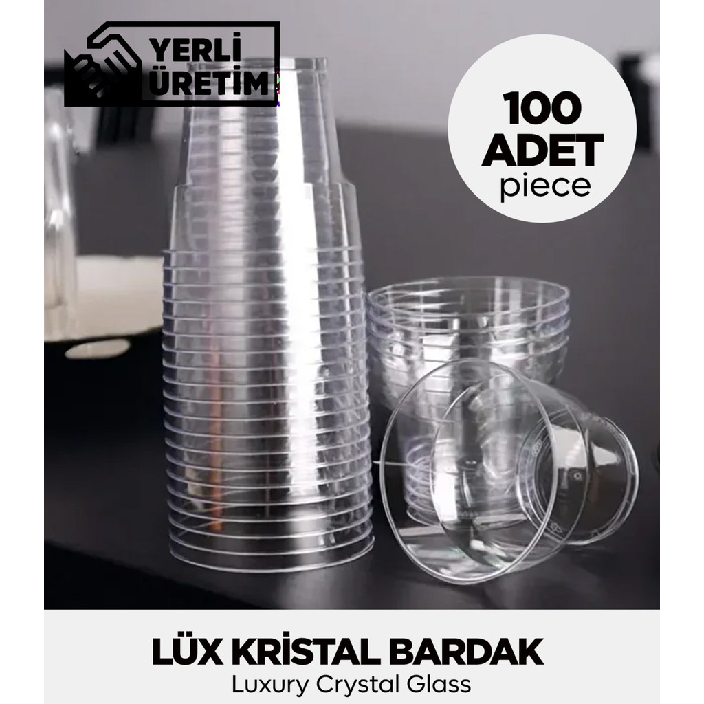 Sepet Doldur Lüx Kristal Bardak 100 Adet Zarif Tasarımlı Tek Kullanımlık Şık İçecek Sunumu Fincan / Bardak / Kahve Takımı Fiyatı