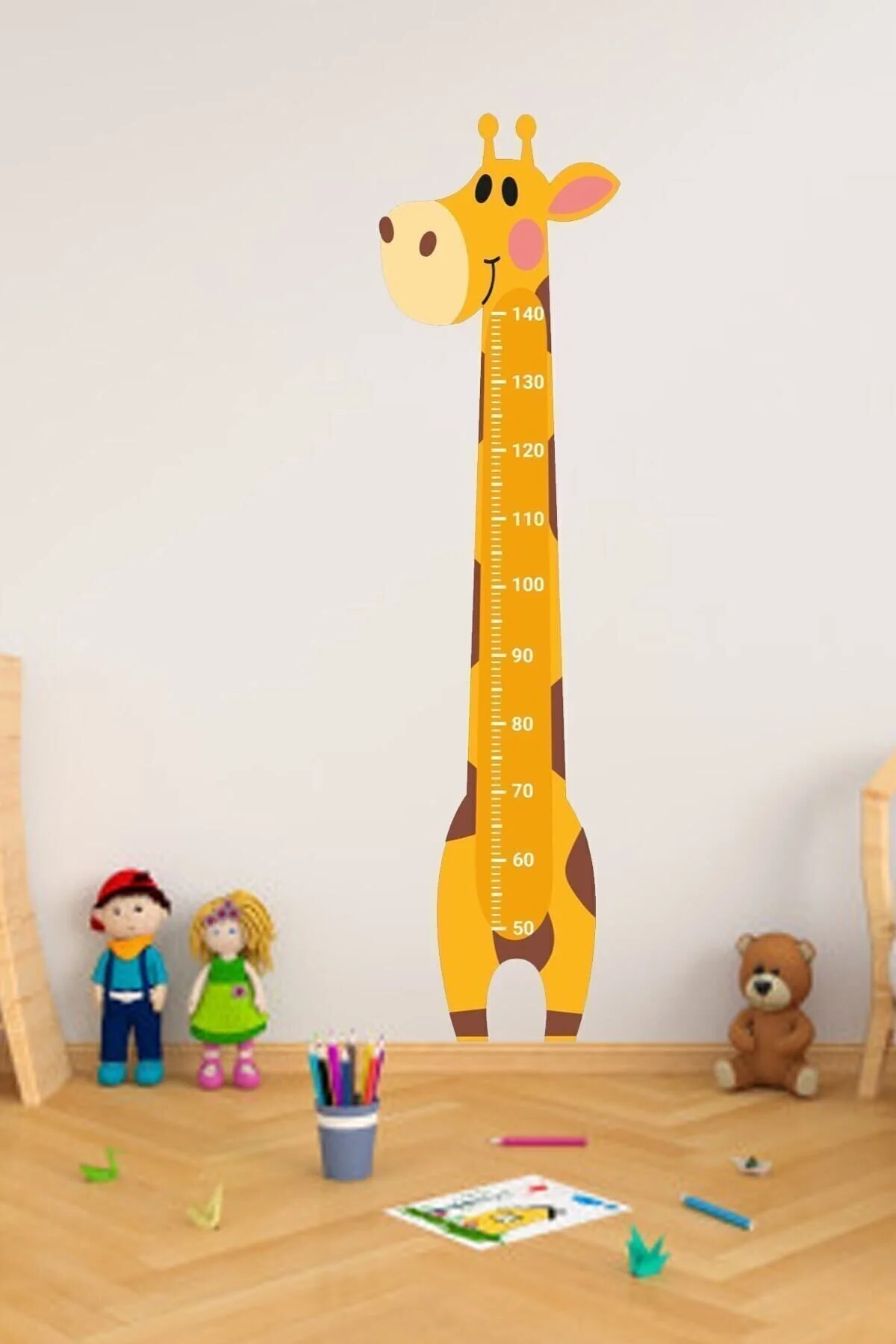 Sepet Yıldızı Zürafa Çocuk Odası Boy Ölçer Sticker 35x135 Cm" Duvar Stickerı Fiyatı