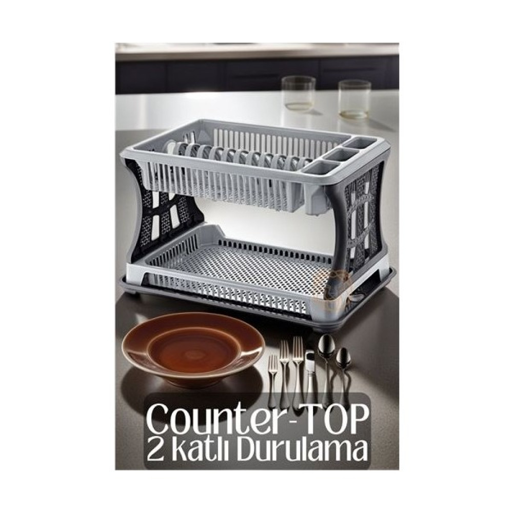 Sepetin Burada Counter-Top 2 Katlı Bulaşıklık Gri 719338 Pratik Mutfak Gereçleri Fiyatı