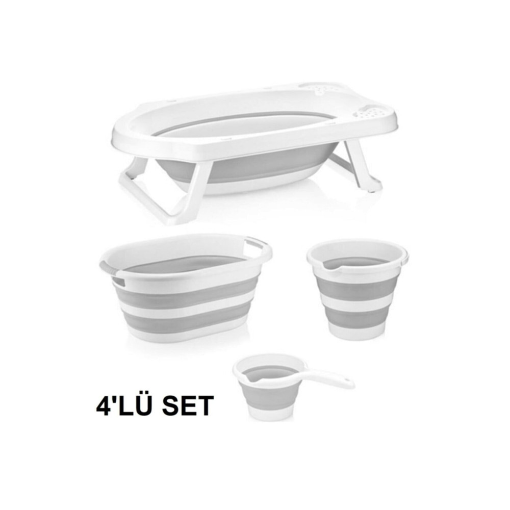 Sepetkitchen Katlanabılır Banyo Seti Gri 4 Lü Set Bebek Banyo Küveti Fiyatı