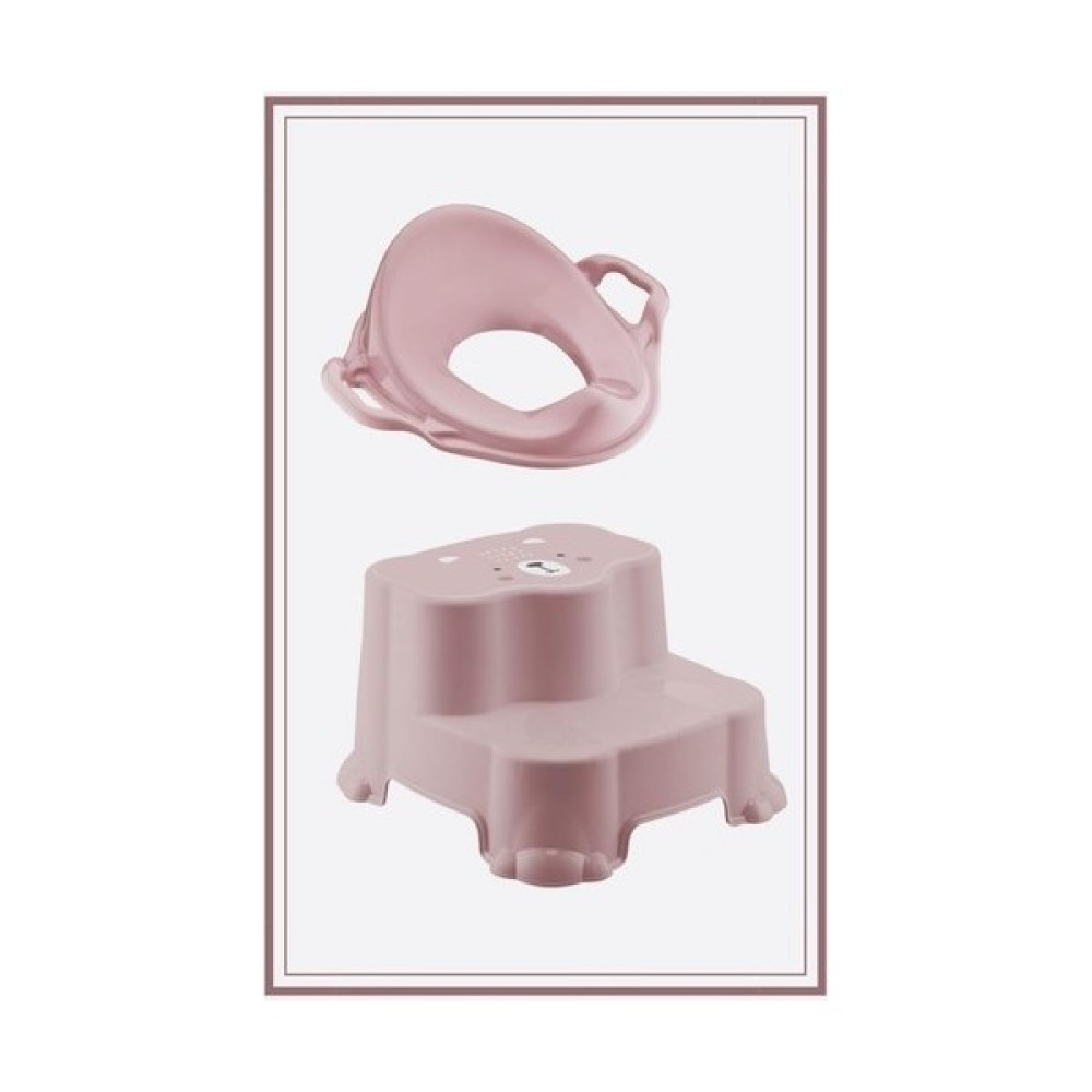 Sepetkitchen Kaydırmaz Çift Basamaklı Çocuk Taburesi ve Klozet Tuvalet Alıştırma Adaptörü 2'li Set - Pembe Bebek Banyo-Tuvalet Fiyatı
