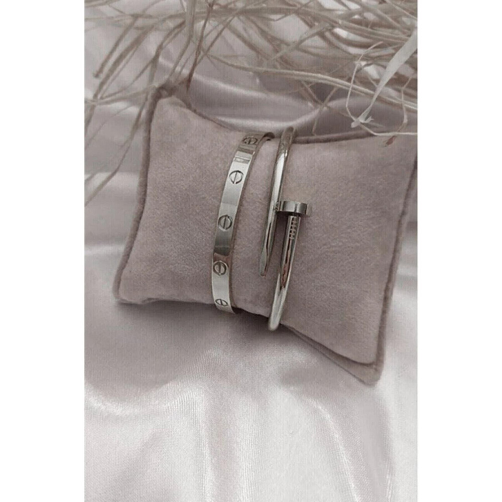 Sepetten Eve Çivi Ve Kelepçe Bileklik Set Çelik Cartier Çelik Bilezik Fiyatı