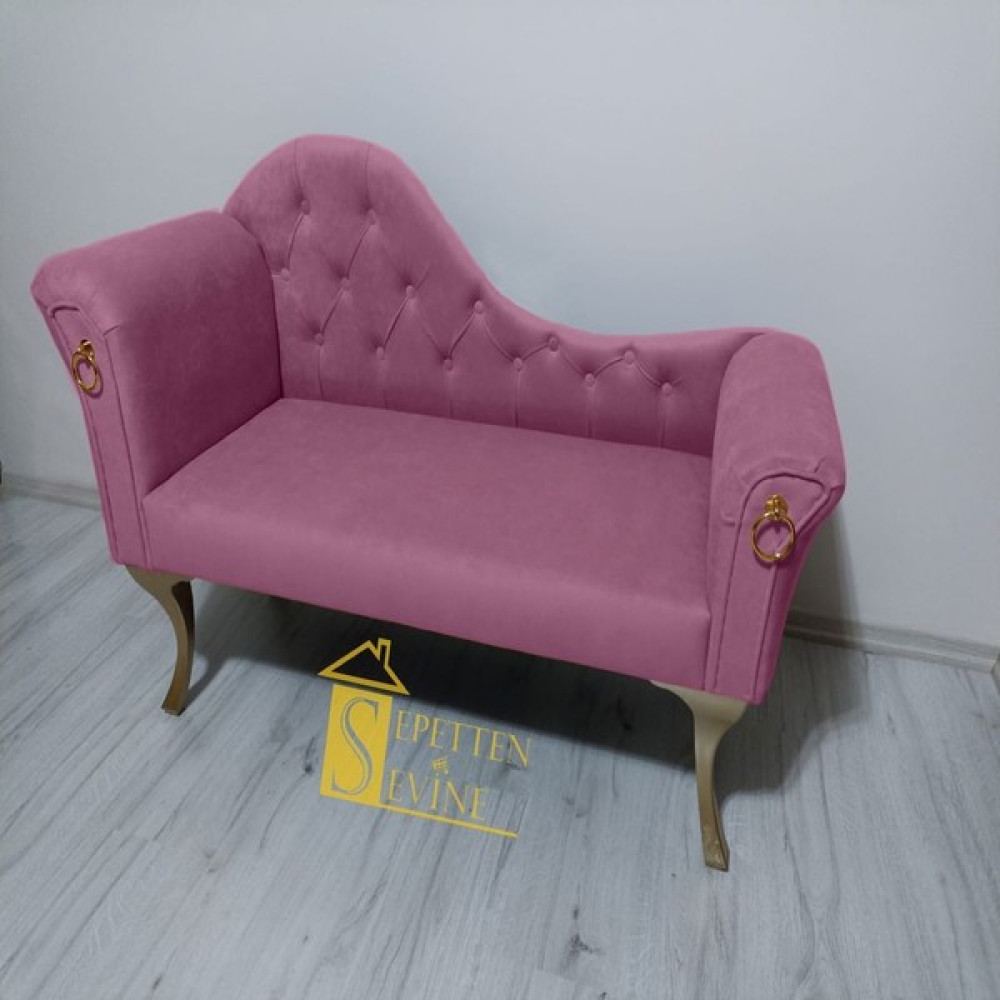 Sepetten Evine Josefin Köşe Koltuğu 130 Cm, Gold Ayak - Pembe Tekli Koltuk & Berjer Fiyatı