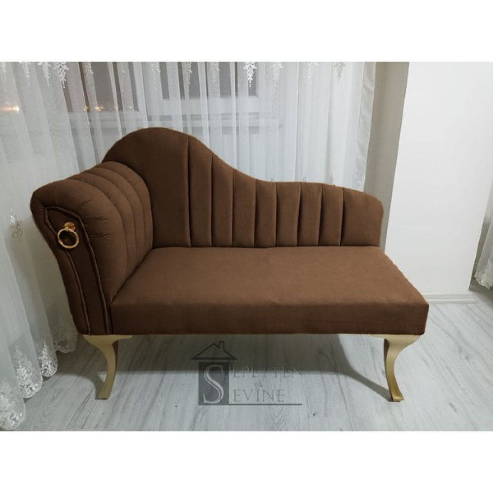 Sepetten Evine Yeni Nesil Çizgi Model Josefin Köşe Bench Gold Ayak 110 cm - Kahverengi Tekli Koltuk & Berjer Fiyatı