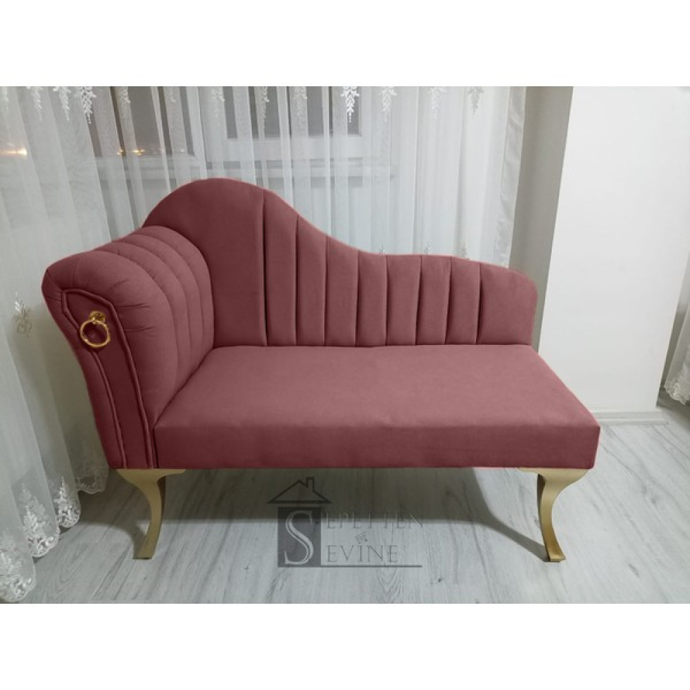 Sepetten Evine Yeni Nesil Çizgi Model Josefin Köşe Bench Gold Ayak 120 cm - Gülkurusu Tekli Koltuk & Berjer Fiyatı