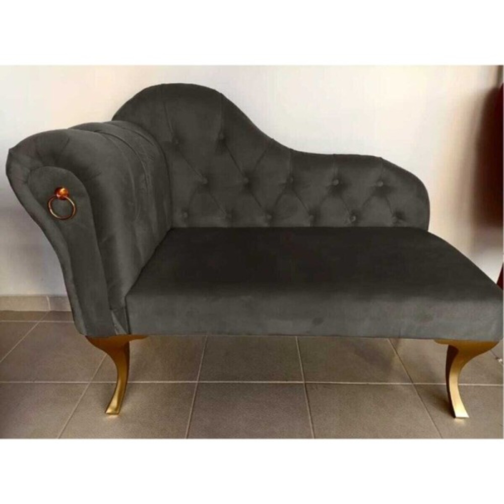 Sepetten Evine Yeni Nesil Köşe Koltuğu Josefin Bench Puf Gold Ayak 110 cm - Koyu Gri Tekli Koltuk & Berjer Fiyatı