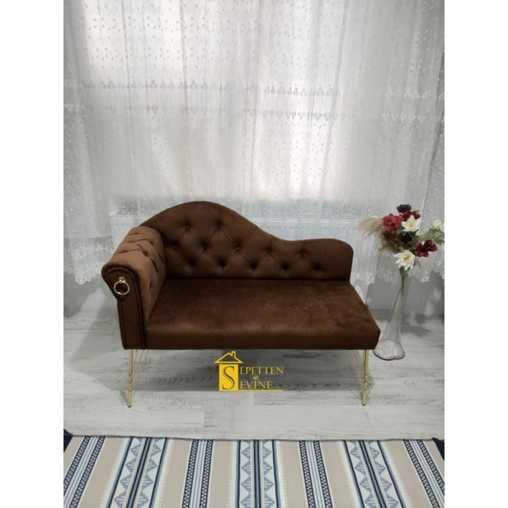 Sepetten Evine Yeni Nesil Köşe Koltuğu Josefin Bench Puf Metal Gold Ayak - Kahverengi Tekli Koltuk & Berjer Fiyatı
