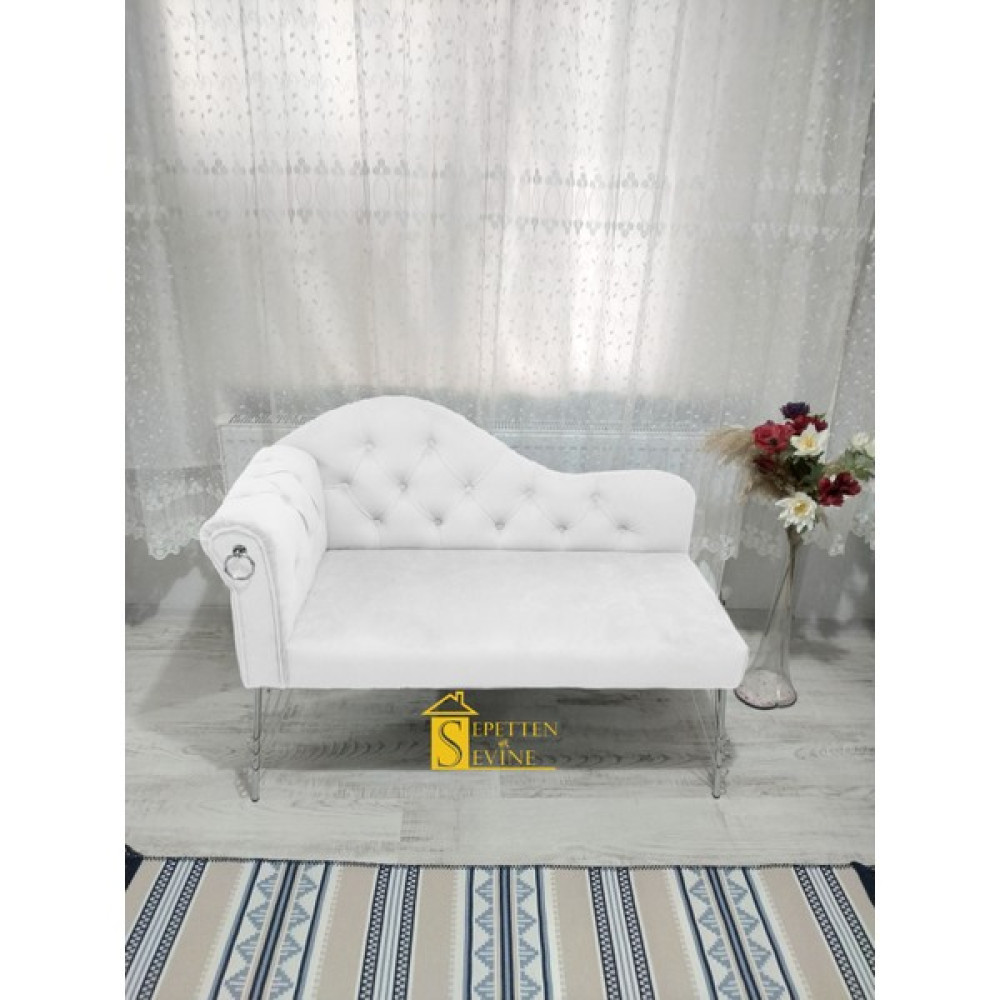 Sepetten Evine Yeni Nesil Köşe Koltuğu Josefin Bench Puf Metal Krom Ayak 120 cm - Beyaz Tekli Koltuk & Berjer Fiyatı