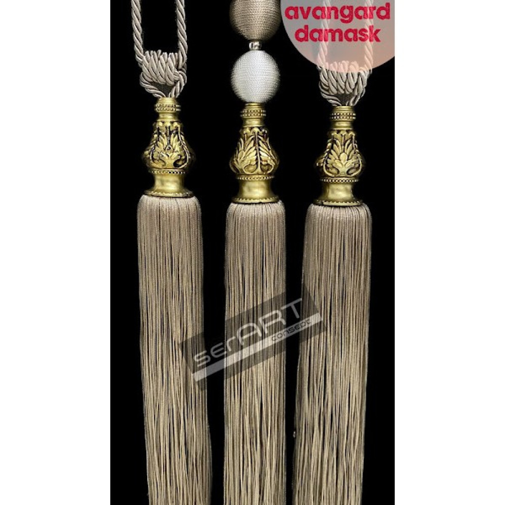 Ser Art Fon Perde Bağcık Damask Gold Kukalı 3 Lü Set Tavan Bağlama Kruvaze Toplama Sarkıtlı Bracol Vizon Perde Aksesuarı Fiyatı