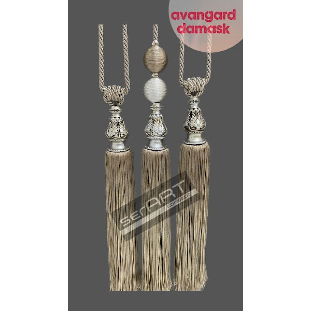 Ser Art Fon Perde Bağcık Damask Gümüş Kuka 3 Lü Set Tavan Bağlama Kruvaze Toplama Sarkıtlı Bracol Vizon Perde Aksesuarı Fiyatı