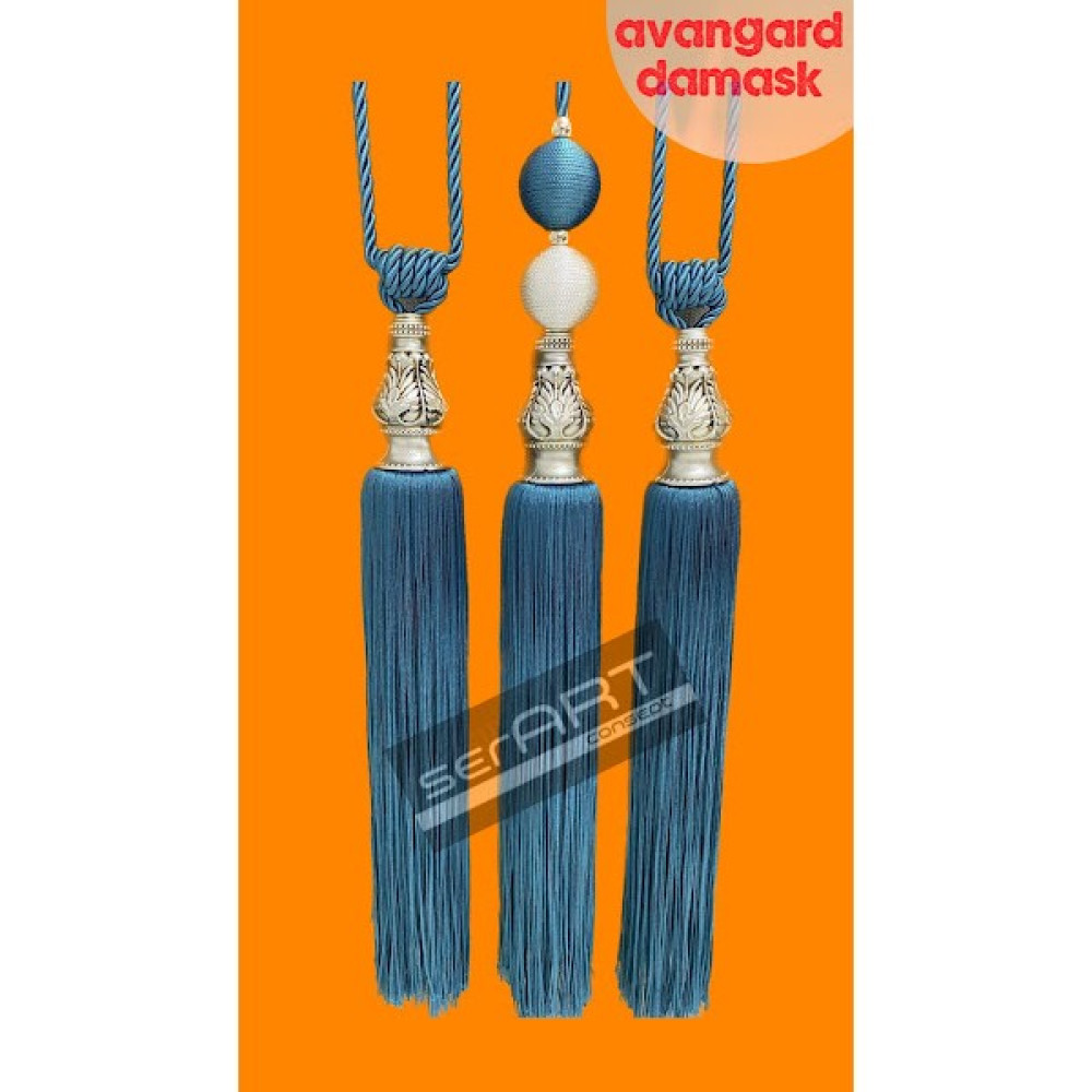 Ser Art Fon Perde Bağcık Damask Gümüş Kukalı 3 Lü Set Tavan Bağlama Kruvaze Toplama Sarkıtlı Bracol Petrol Perde Aksesuarı Fiyatı