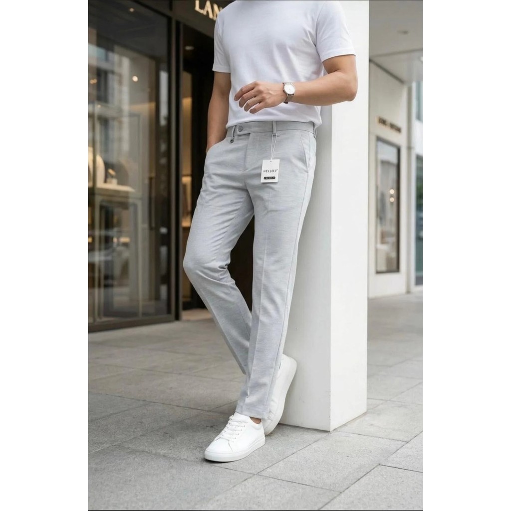Ser Joven Erkek Açık Gri Slim Fit Likralı Yan Cep Bilek Boy Düz Kumaş Pantolon Erkek Pantolon Fiyatı