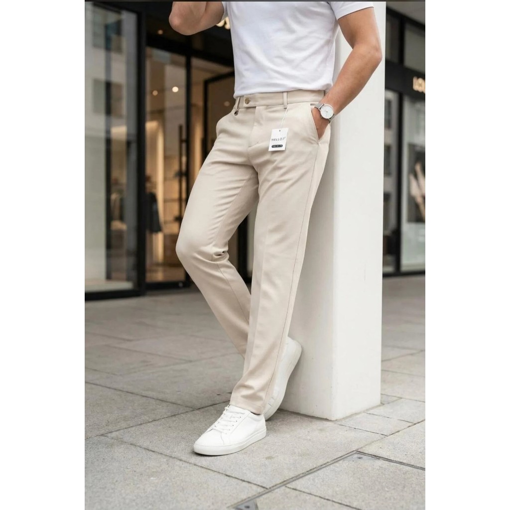 Ser Joven Erkek Bej Slim Fit Likralı Yan Cep Bilek Boy Düz Kumaş Pantolon Erkek Pantolon Fiyatı