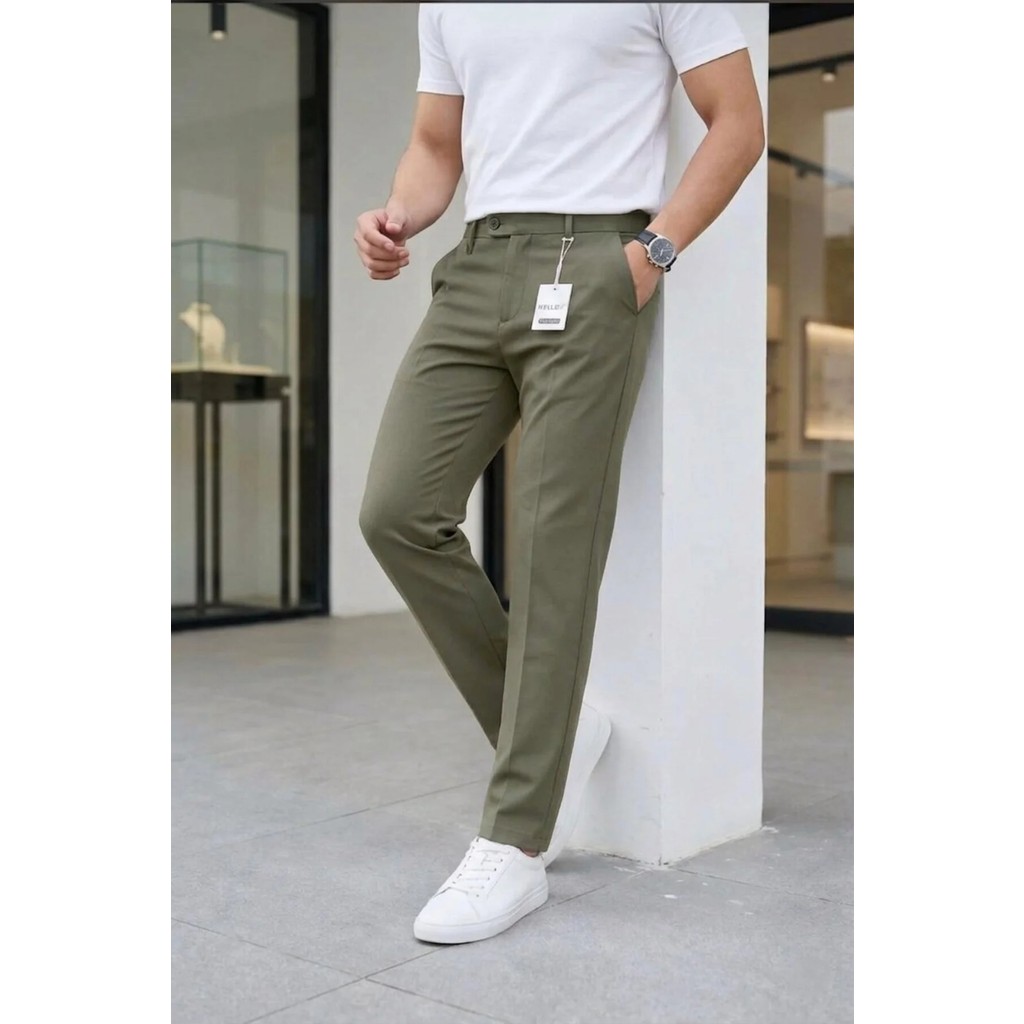 Ser Joven Erkek Haki Slim Fit Likralı Yan Cep Bilek Boy Düz Kumaş Pantolon Erkek Pantolon Fiyatı