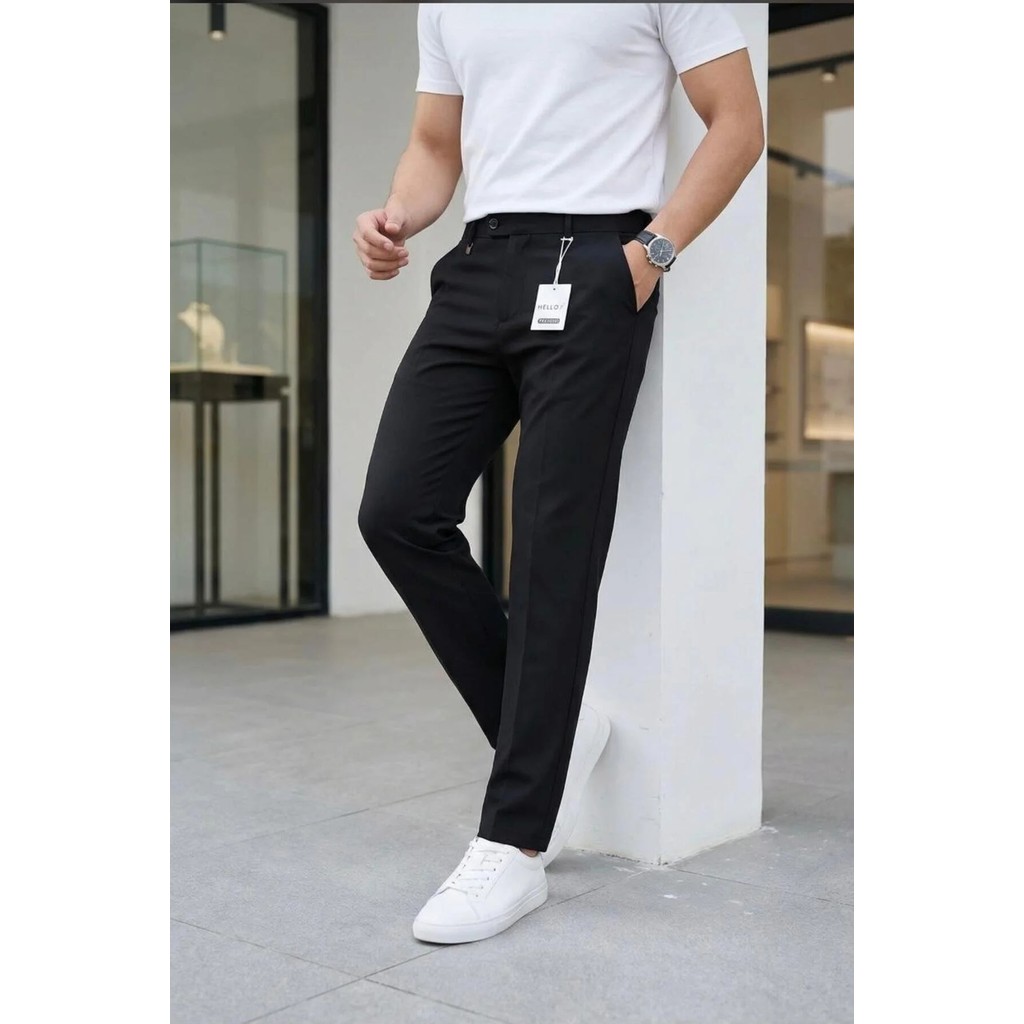 Ser Joven Erkek Siyah Slim Fit Likralı Yan Cep Bilek Boy Düz Kumaş Pantolon Erkek Pantolon Fiyatı