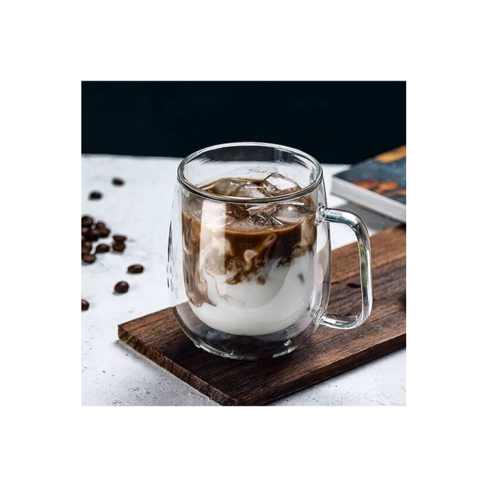 Seram Collection Çift Camlı Çift Cidarlı Cam Kupa 250 ml Ev Ofis Fincanı Çift Katlı Isı Yalıtımlı Kulplu Cam Bardak Fincan / Bardak / Kahve Takımı Fiyatı