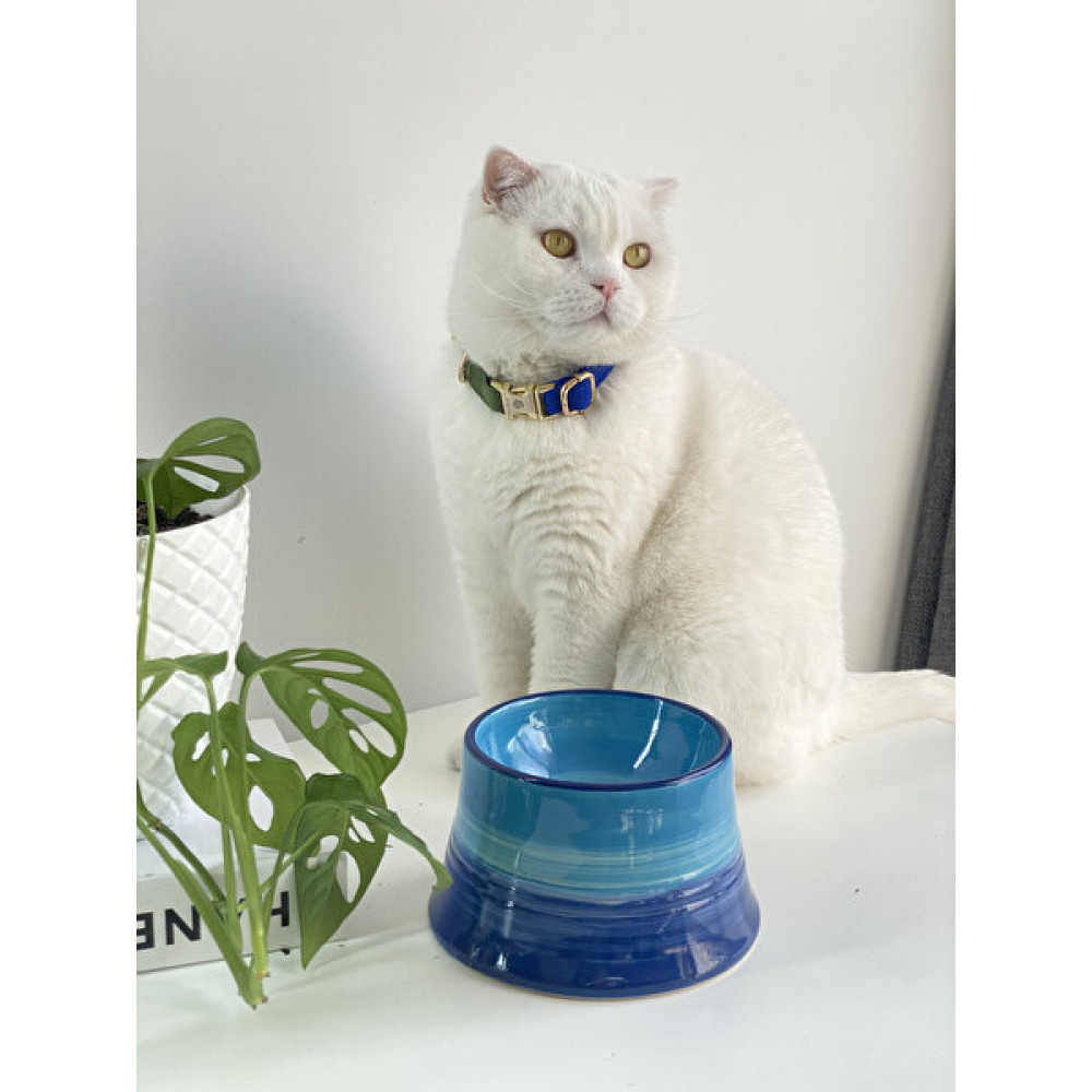 Seramik Kedi ve Köpek Mama Su Kabı Colorful Moon Bowl (Mavi-Lacivert) Evcil Hayvan Ürünleri Fiyatı