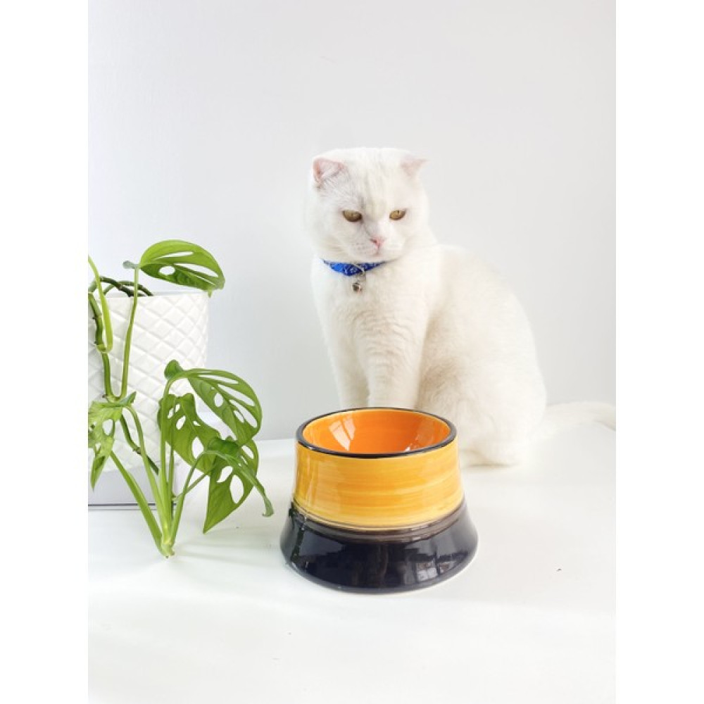 Seramik Kedi ve Köpek Mama Su Kabı Colorful Moon Bowl (Siyah-Sarı) Evcil Hayvan Ürünleri Fiyatı