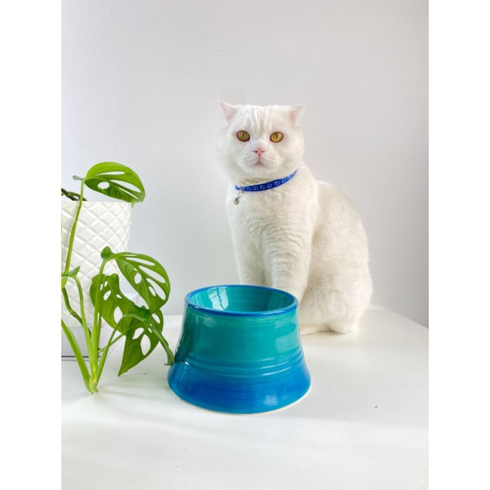 Seramik Kedi ve Köpek Mama Su Kabı Colorful Moon Bowl (Turkuaz-Mavi) Evcil Hayvan Ürünleri Fiyatı